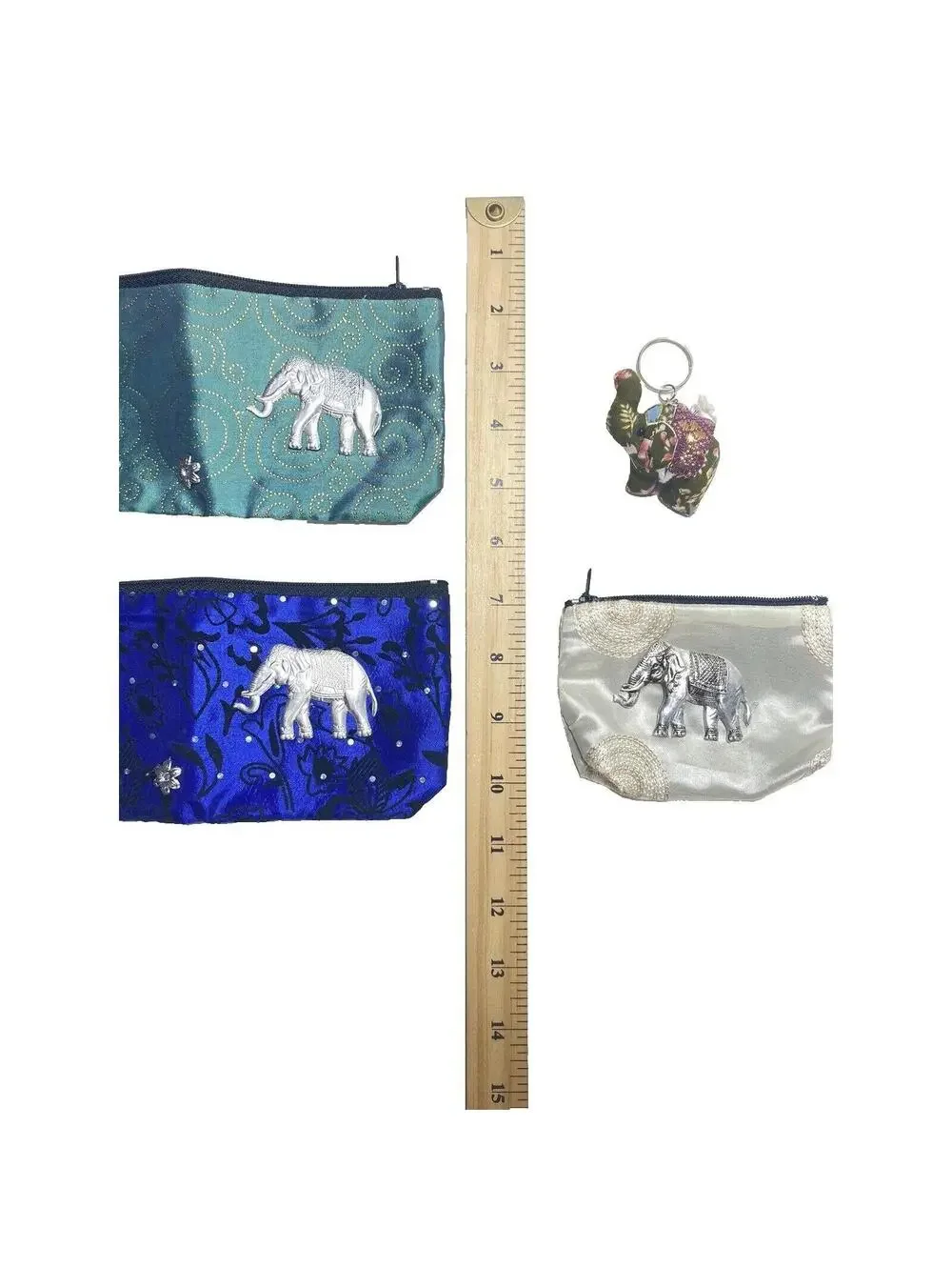 Elephant pouches With Zippers and elephant key chain Brand New